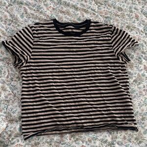Everlane Black and Tan Striped Tee